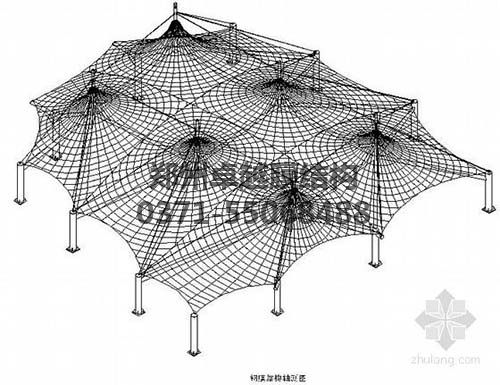設(shè)計圖中可以看出索膜結(jié)構(gòu)一般由膜材、索結(jié)構(gòu)、支架結(jié)構(gòu)三部分組成